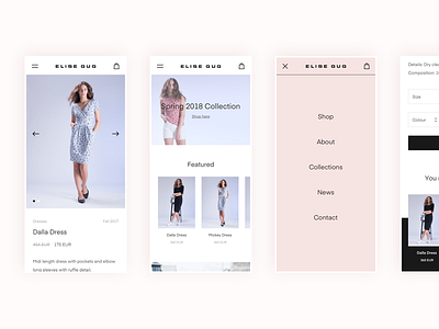 Elise Gug Mobile clean design ecommerce eshop flat landing page layout minimal mobile product page responsive ui ux web website