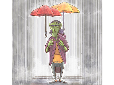 A little rain animation charachter design character concept fun art illustration rain umbrella visualdevelopment water colors watercolor