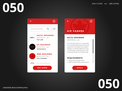 Daily UI 050 - Job Listing branding daily ui daily ui 050 design illustration job listing mobile ui vector