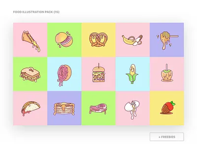 Food Illustration Pack (15) app clean design drawing flat food free freebies icon illustration lineart lines logo mark product sketch ui vector vector art web