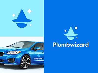 Plumbwizard Identity blue logo branding cleaning clever logo creative direction design drop identity logo logo design logo designer logo icon magic hat plumbing smart logo smart logos sparkle sparkling water wizard