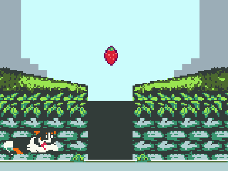 63 Strawberry 8bit animation barkour corgi dog parkour pixel dailies pixelart retro strawberry ドット絵