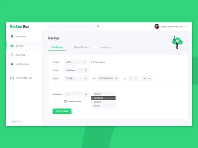 Backup Dashboard backup cloud cloud storage dashboard ui design ui ux design