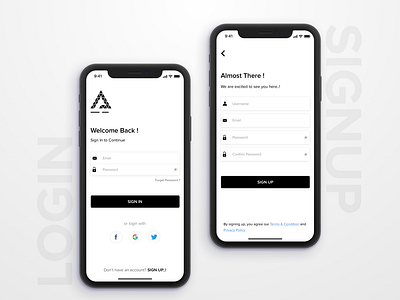 Minimalistic login & sign up android app design app design flat form illustration ios app design ios design login mobile app design register signup ux