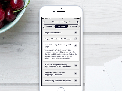 Daily UI 092 - FAQs 092 app daily 100 challenge daily challenge daily ui dailyui faqs food app ios mobile mobile app sketch ui ui challenge ui interface
