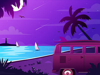 the beach at night illustration