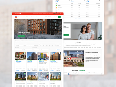 A promo page at the site Novostroy-m 3d construction design filter moscow page promo realty site sketch app ui ux web