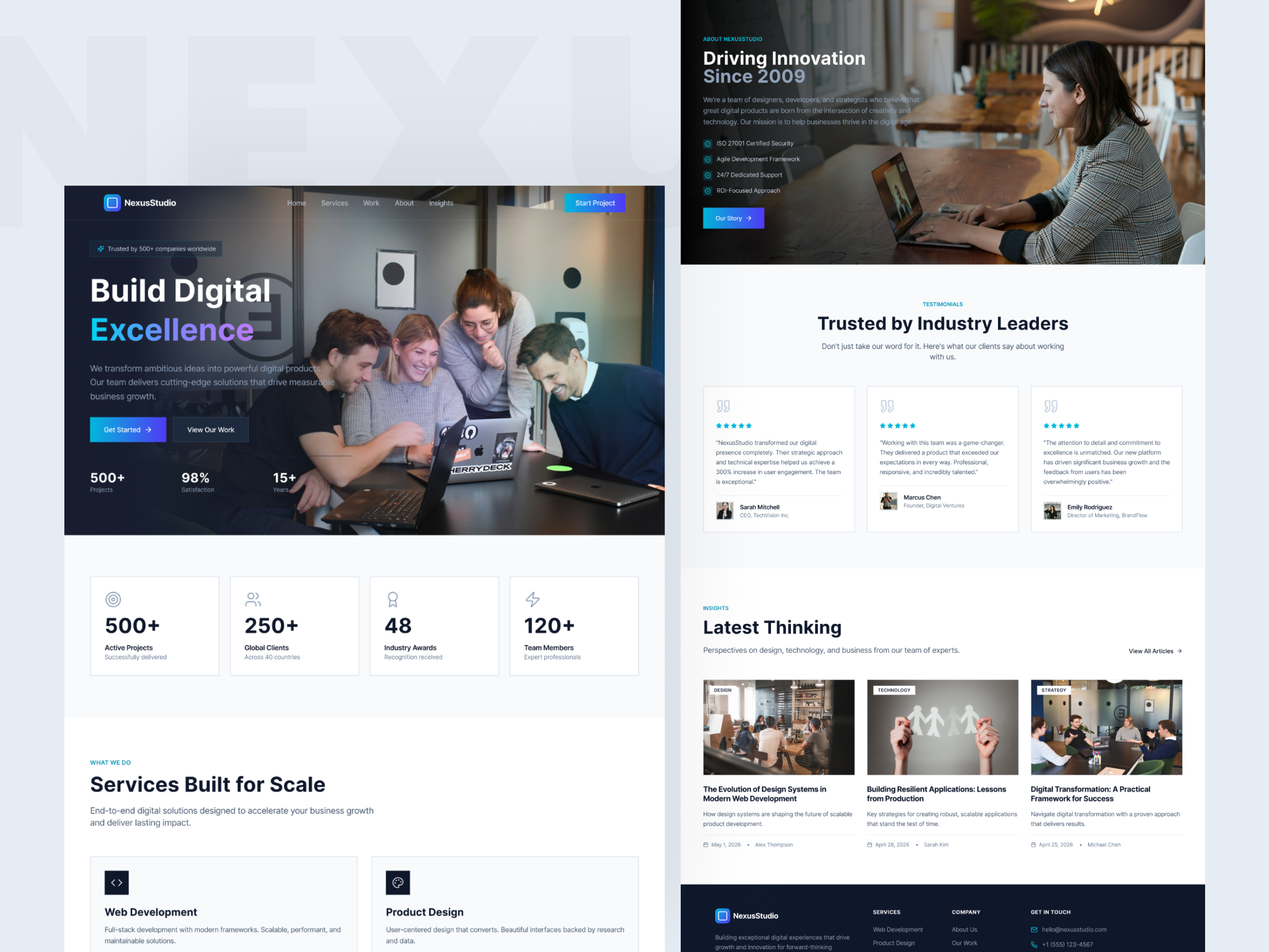 NexusStudio – Digital Agency Website Mockup app application branding concept design developer element flat freelance interaction interface landing page minimalist mobile ui design responsive ui design typography ui ui design user ux
