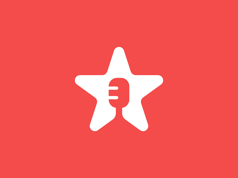 Musicstar branding fan logo microphone music negative space stage star