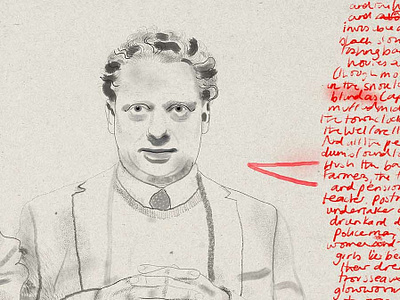 Dylan and Dylan (close-up) derek bacon drawing dylan thomas face illustration literature music portrait