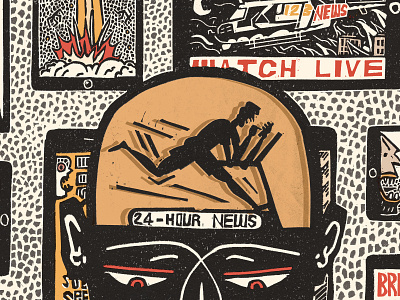 Compassion Fatigue design editorial guardian illustration linocut news technology