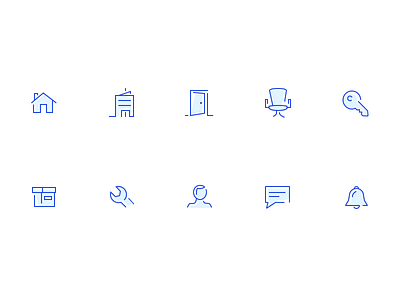 Icon set for roofus blue branding clean design flat icons icons set illustration layout minimal mobile outline ui ux vector web website