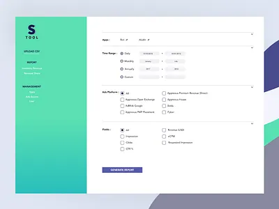 S Tool " Report Invoice Revenue" ui ux