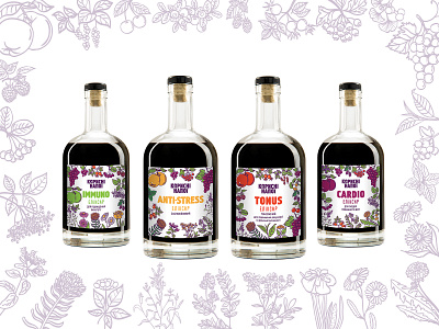 Healthy Drinks bio bottle branding curative eco elixir graphic design healing healthy drinks herb herbal illustration label design package design plants salutary vector