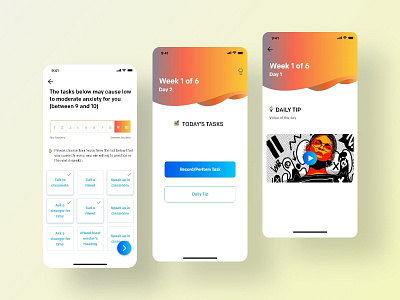 Anxiety app anxiety anxiety app app app designer daily tips designing health app ios app mental heath mobile app shot ui ux