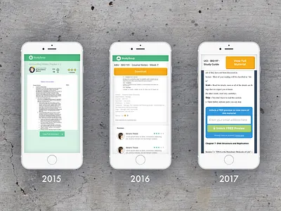 Mobile evolution of the StudySoup material page cro mobile studysoup ux ux ui