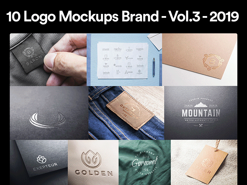 10 Logo Mockups Brand - Vol.3 - 2019 - PSD brand brand and identity brand assets branding branding agency bundle design graphic design identity illustration logo logo mockup logo mockups mockup presentation psd realistic realistic mockup template