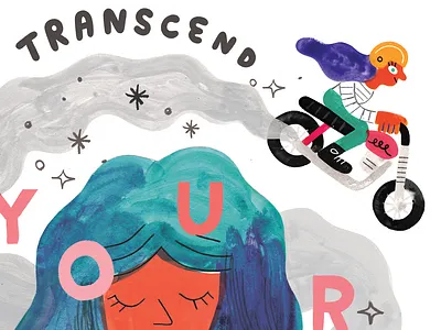 Creative Transcendence! andy j miller creative career creative pep talk creativity design illustration lettering motorcycle podcast woman