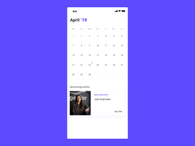 Calendar Animation animation application calendar calendar app date event gif mr whiskers ui ui ux design