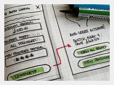 Designing AutoSergei’s EnergyCheck - Sketch 02 architecture design drawing experience flow information insurance moleskine pencil process sitemap sketch sketchbook sketchpad ucd useflow user user experience ux wireframe