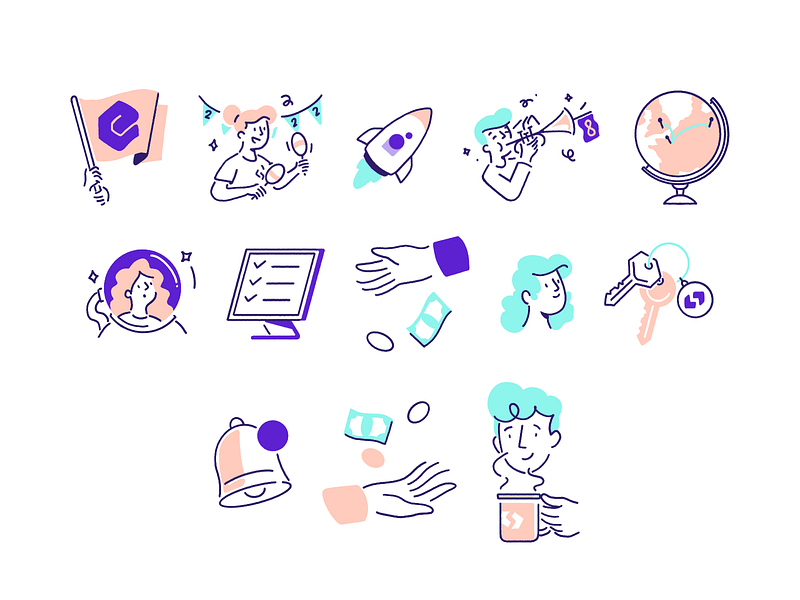 Spendesk Icons abstract design editorial illustration icons illustration minimalist outline procreate simple clean interface sparkles streetwear texture work