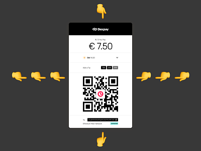 Dexpay Payment Widget adobe xd bitcoin blockchain crypto ecommerce ethereum fintech framer framer x framerx mobile payment point of sale pos qr ui ux wallet