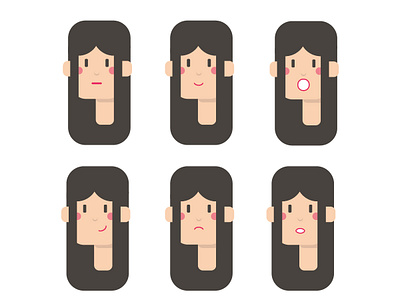 Girl Flat Art 2d character art character design charcater design emojis expressions face flat design flat character girl vector
