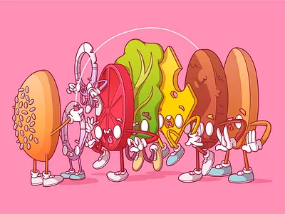 Castro Burguer Project Family Big Team branding brasil brazil campinas character color design dribbble flat food fun illustration ilustração sao paulo thunder rockets vector