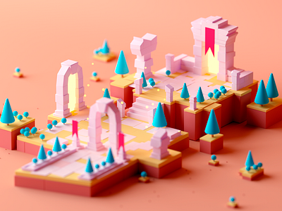 Game Environment #1 3d c4d cinema 4d design fantasy game game building game design illustration isometric isometric room low poly lowpoly octane