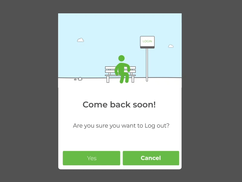 Logout animation app design illustration popup ui uidesign upright upright go ux