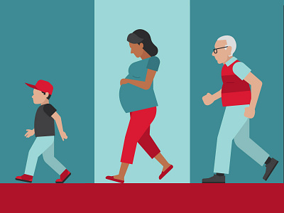 Various People Walking boy child pregnant vector walk woman