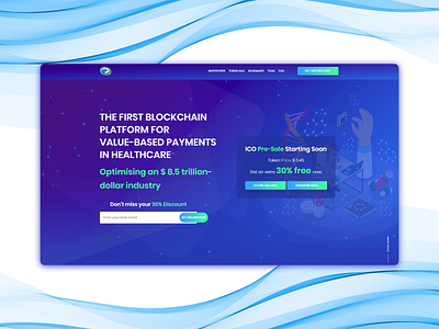 A blockchain project branding design landing page ui web