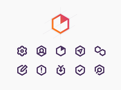 Heap Hexagon analytics app icons heap hex hexagon icon design icon set icon system iconography icons web icons