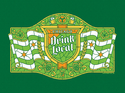 Drink Local Stained Glass beer chicago drink flag irish local st. patricks day stained glass