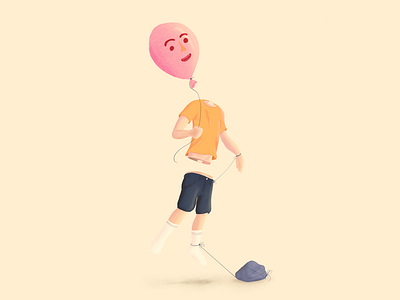 Balloon head balloon character design floating illustration procreate