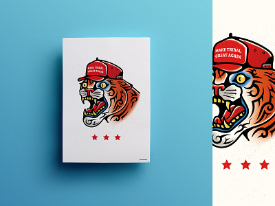 Tribal Tiger design illustration inkedbrain lovchytatto poster poster art tattoo art tattoo design tiger tribal trump typography