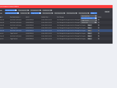 Incident Table (Dark Theme) design design system menu ui ux