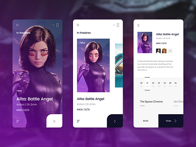 Cinema Booking App alita booking app cinema concept design minimal movie simple ticket typography ui ux