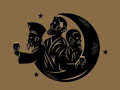 Brewery Rebrand Illustration Asset beer brewery drink glass greek moon packaging philosopher philosophy space