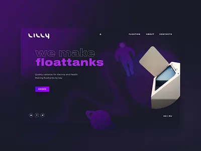 Lilly Landing Page Concept branding cosmonaut cosmos floating floattank health illustration landing trip typography ui ux web