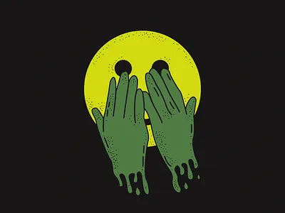 Hyde dark drip face green hands minimalistic simple smile weird yellow