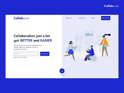 Collabme adobexd collaborate cowork illustration landing page landing page uiux ux
