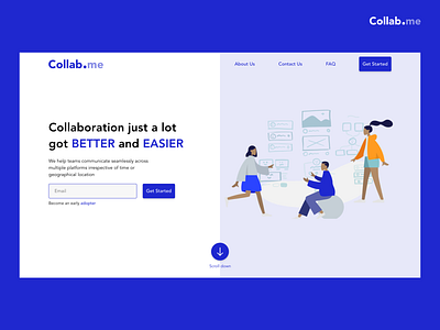 Collabme adobexd collaborate cowork illustration landing page landing page uiux ux