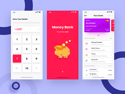 Online Wallet App Design app app design app ui design bank app bank card illustration mobile app design online banking online wallet ui ux web ui design