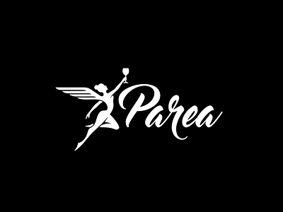 Parea angel caligraphy feminine girl girlpower glass logo logotype parea wine wing winged