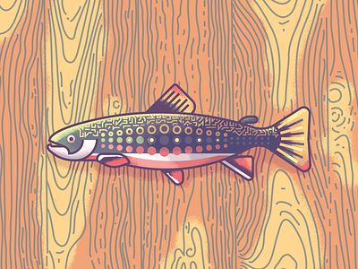 Brown Trout Revisit: Texture brown trout fish grain illustration texture trout wood