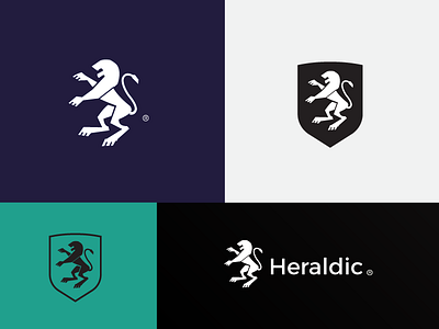 Heraldic Lion animal brand branding classic classy crest design eddarqaoui elegant forsale heraldic heraldry identity leo lion logo logotype shield vector