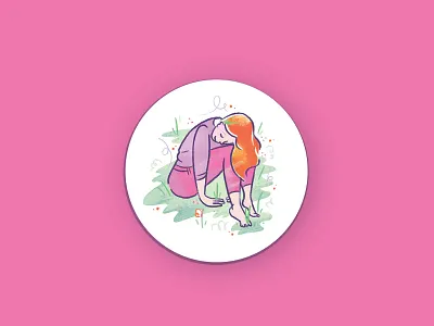 Small Moments coaster floral illustration pink plants women