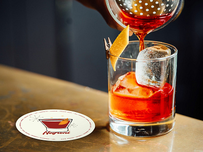 Negroni Coaster .ai .psd branding cocktail identity illustration mockup design typography vector