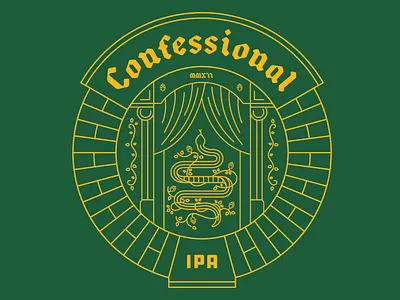 St. Joseph Brewery Confessional IPA beer brand design branding branding concept coaster concept identity identity branding illustration ipa logo design serpent snake vector